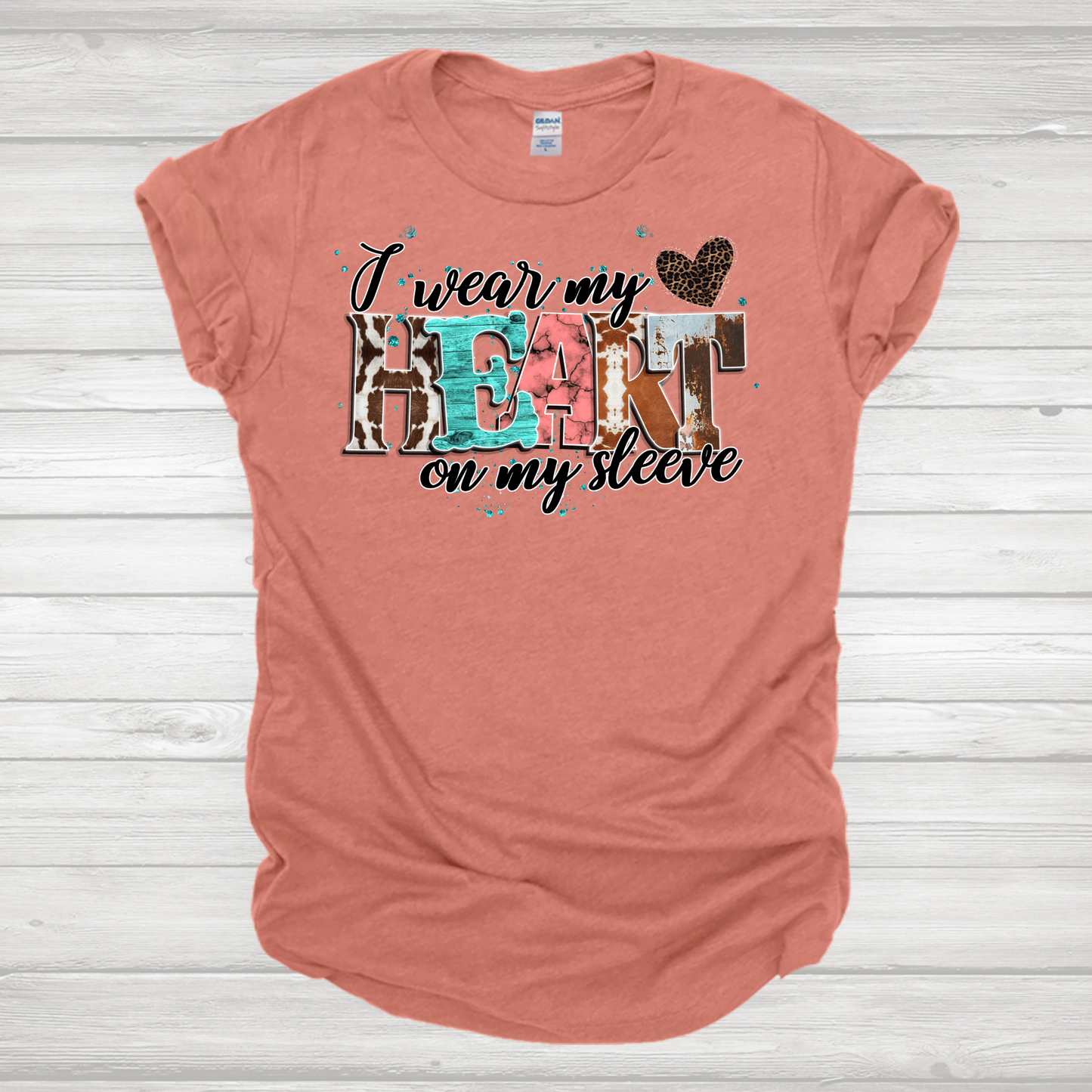 I Wear My Heart On My Sleeve Cowhide Western Transfers