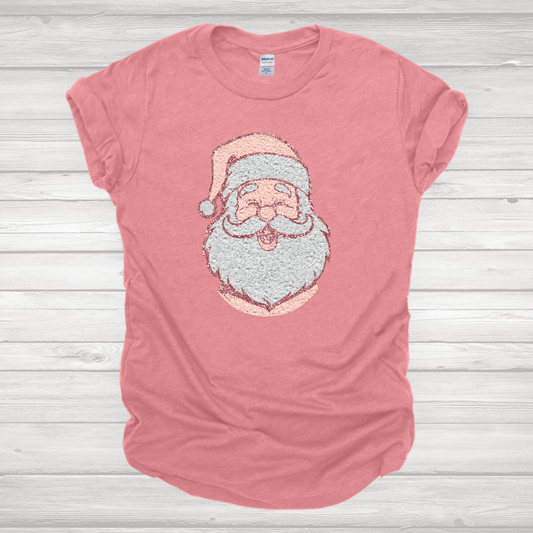 Pink Chenille Santa Transfer