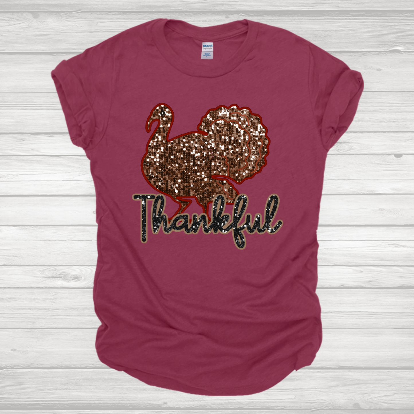Faux Embroidery Thankful Turkey Transfer