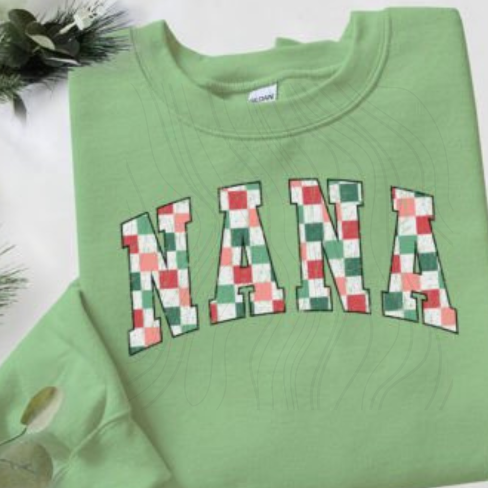Red & Green Checkered Nana Transfer