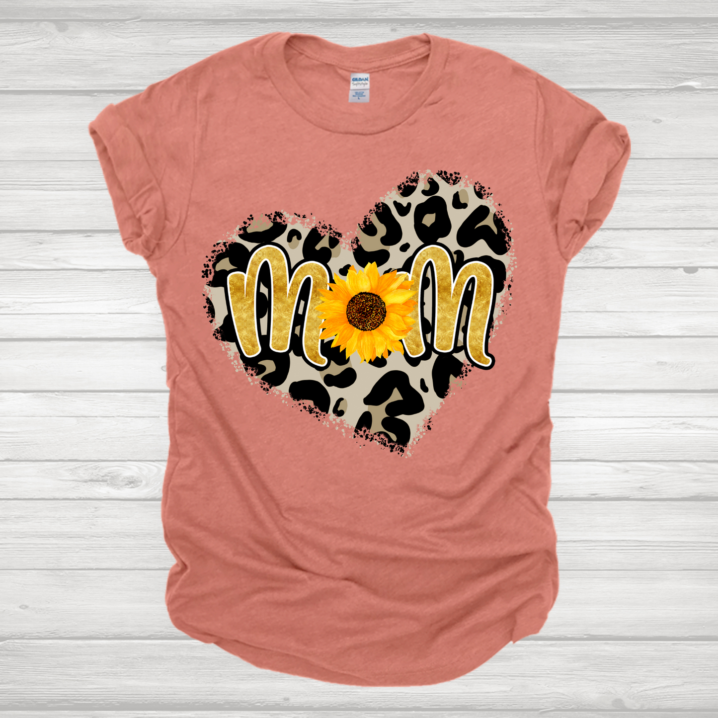 Leopard Heart Sunflower Mom Transfer