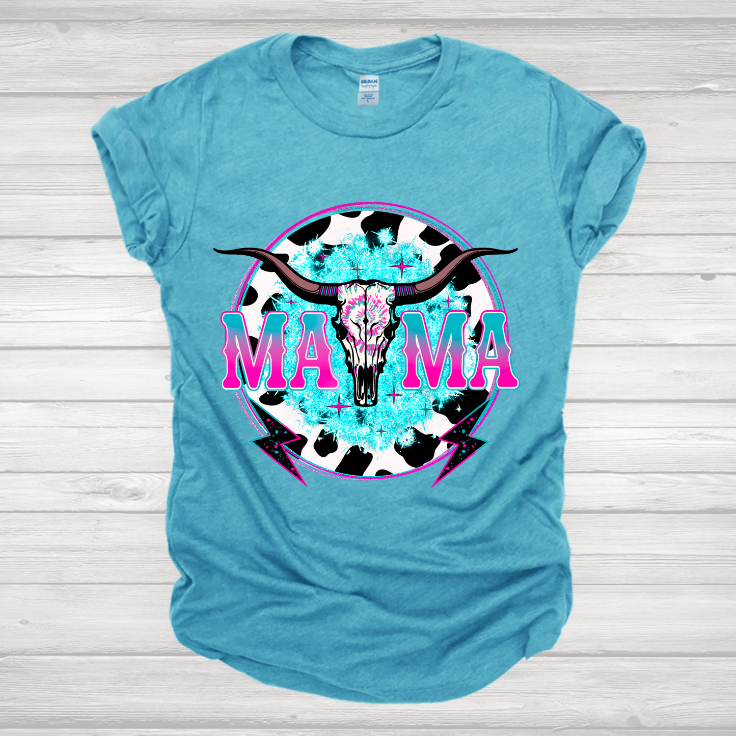 Mama Western Mint & Hot Pink Transfer