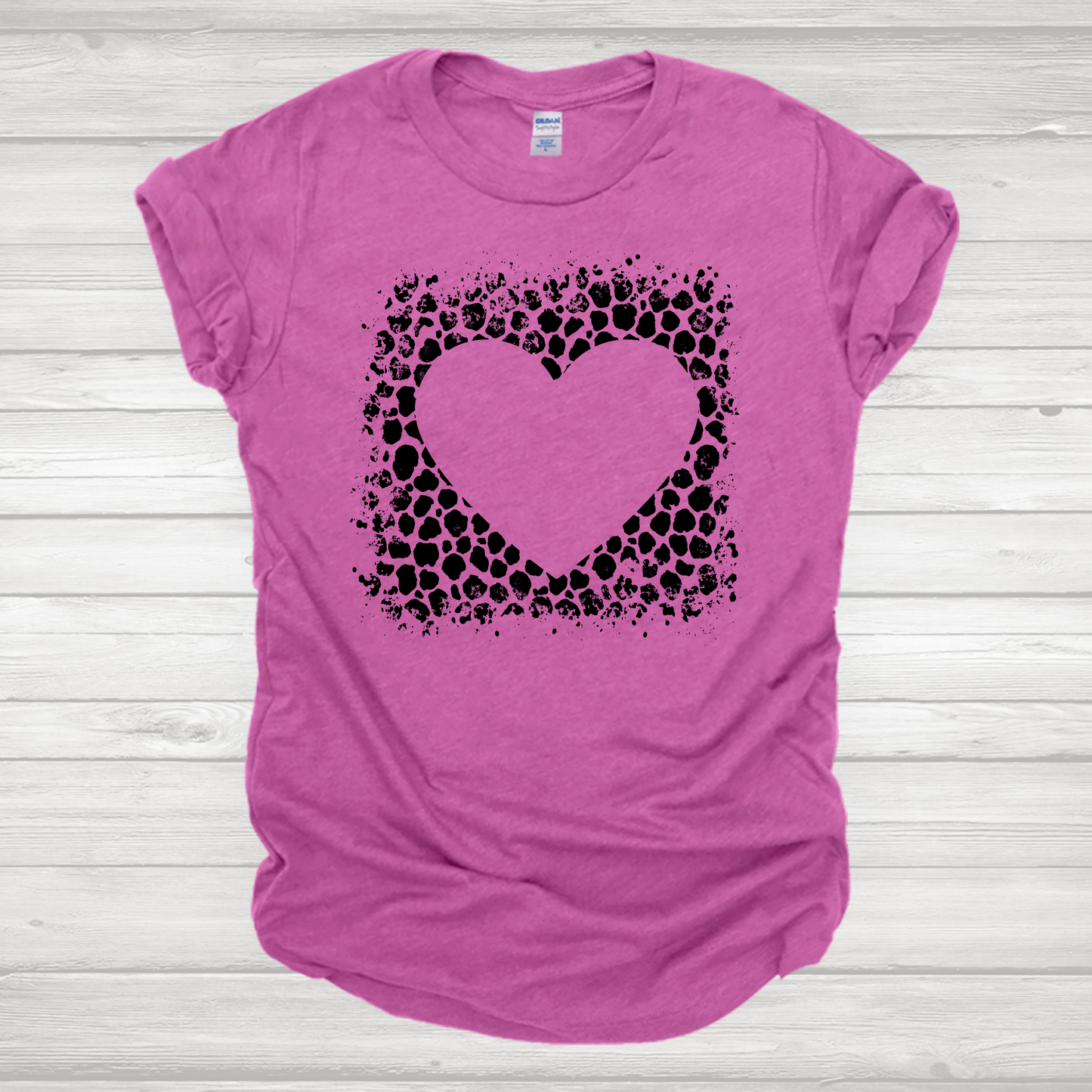Black Leopard Heart Transfer