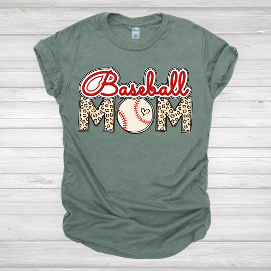 Red Baseball Mom Cheetah Transfer