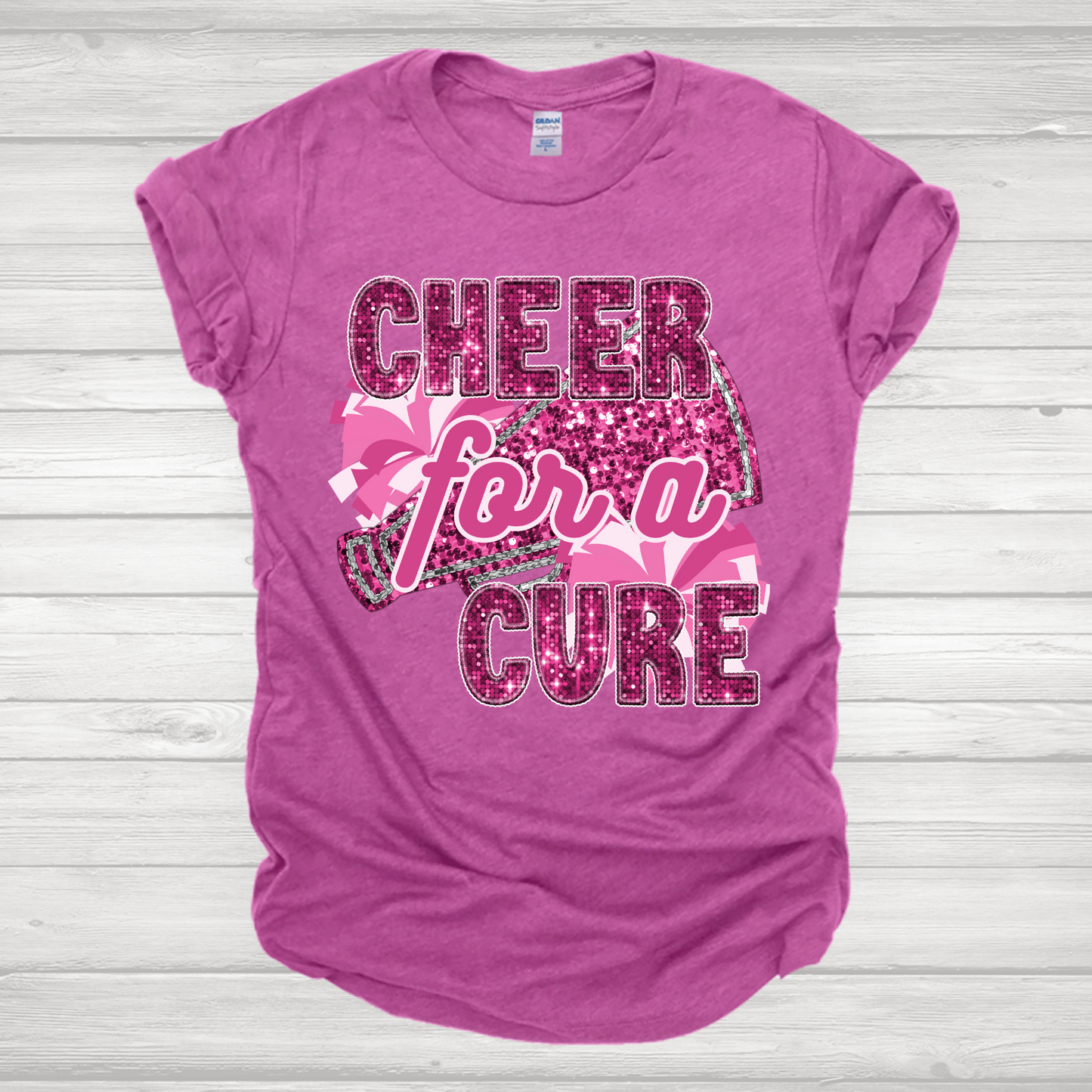 Faux Sequins Cheer For A Cure Transfer