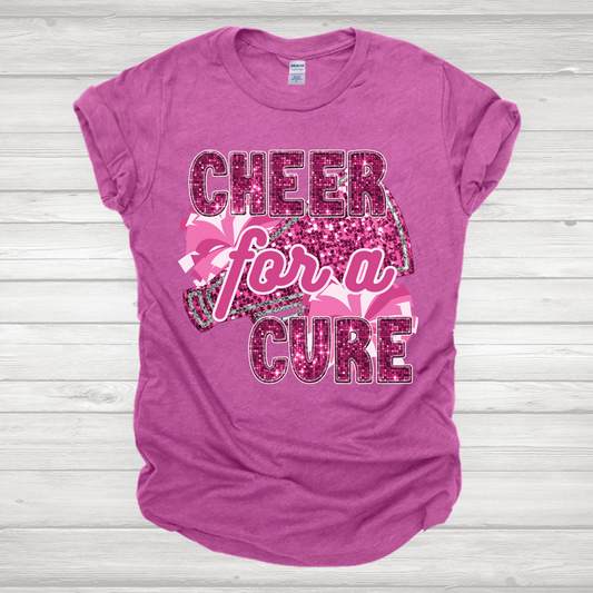 Faux Sequins Cheer For A Cure Transfer