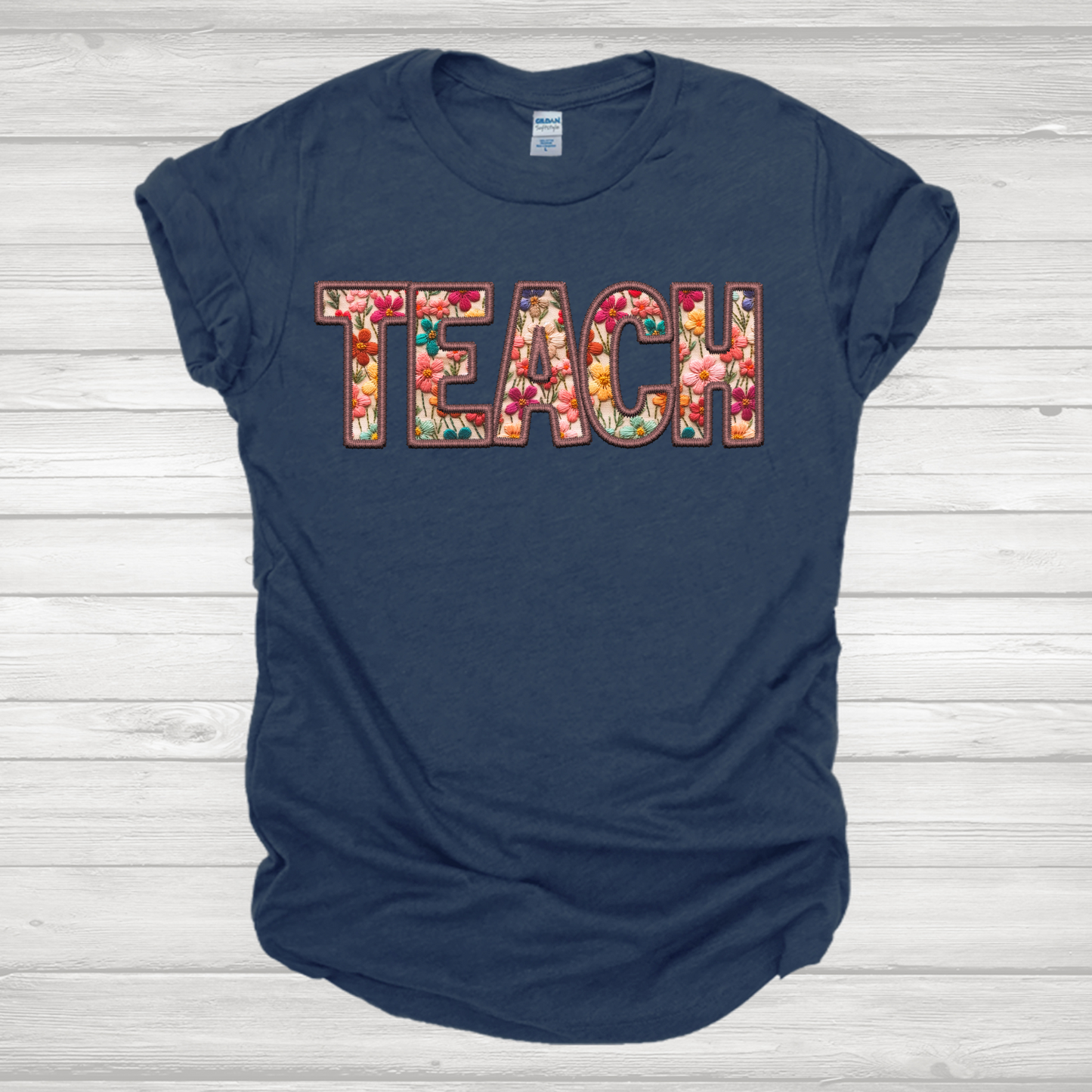 Faux Embroidery Floral Teach Transfer