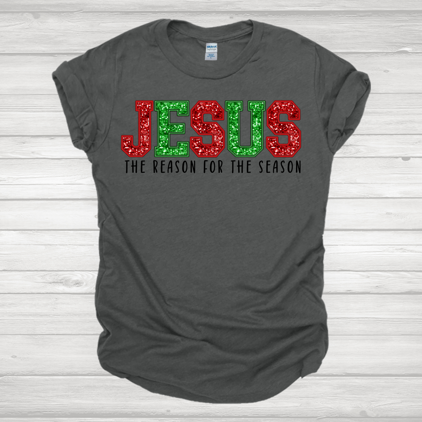 Faux Sequin Jesus Red & Green Transfers