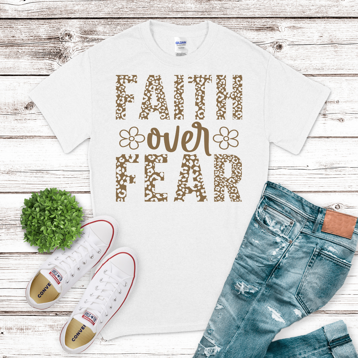 Faith Over Fear Tan Transfers
