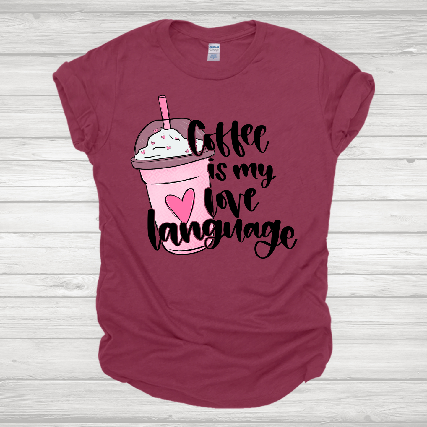 Coffee Is My Love Language Pink Transfer