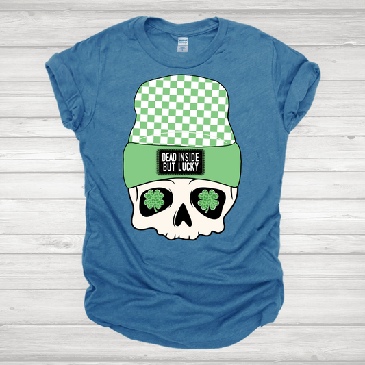 Dead Inside But Lucky Skellie Beanie Transfer