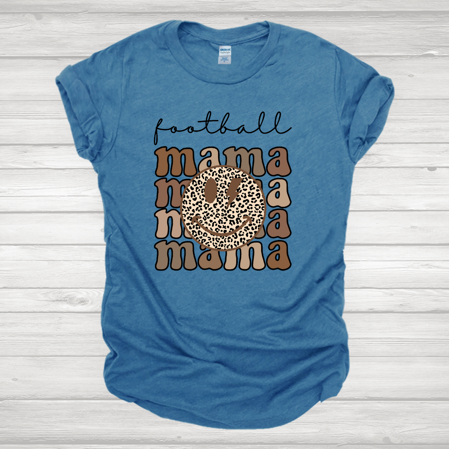 Football Mama Leopard Smiley Transfer