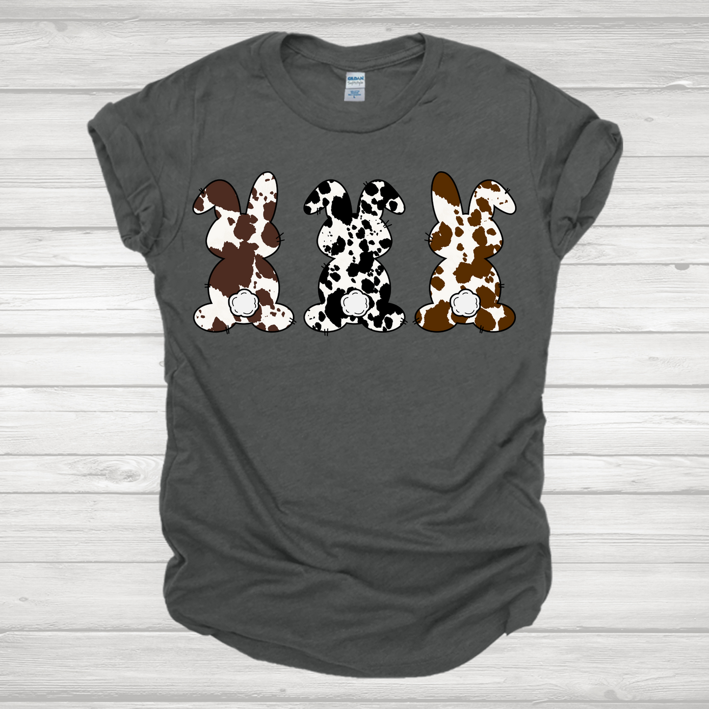 Cowhide Bunny Trio Transfer