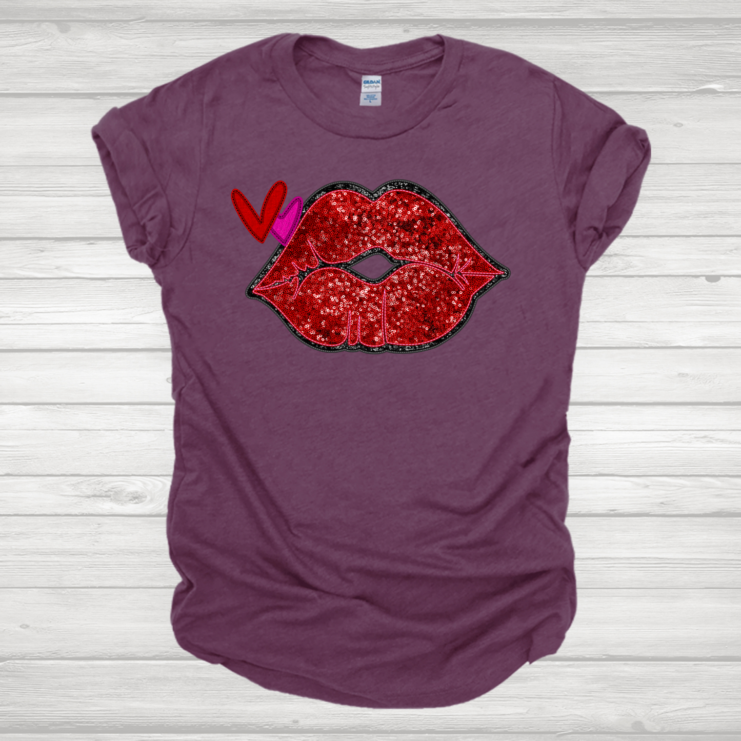 Faux Embroidery-Sequin Lips Transfer