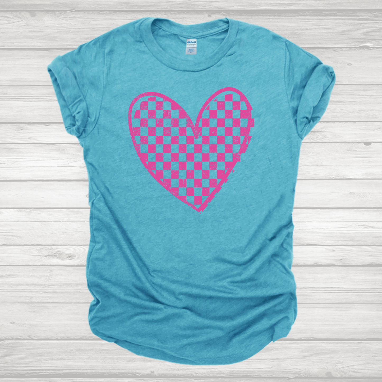 Pink Checkered Heart Transfer