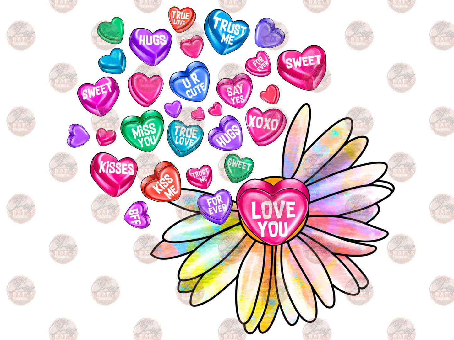 Valentine Flower Love You Transfer