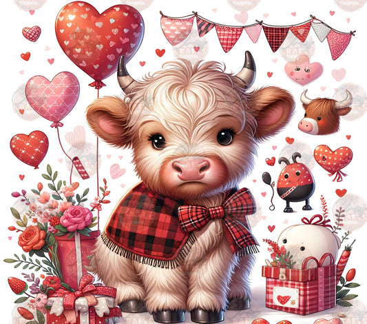 Valentine Highland Cow Tumbler Wrap