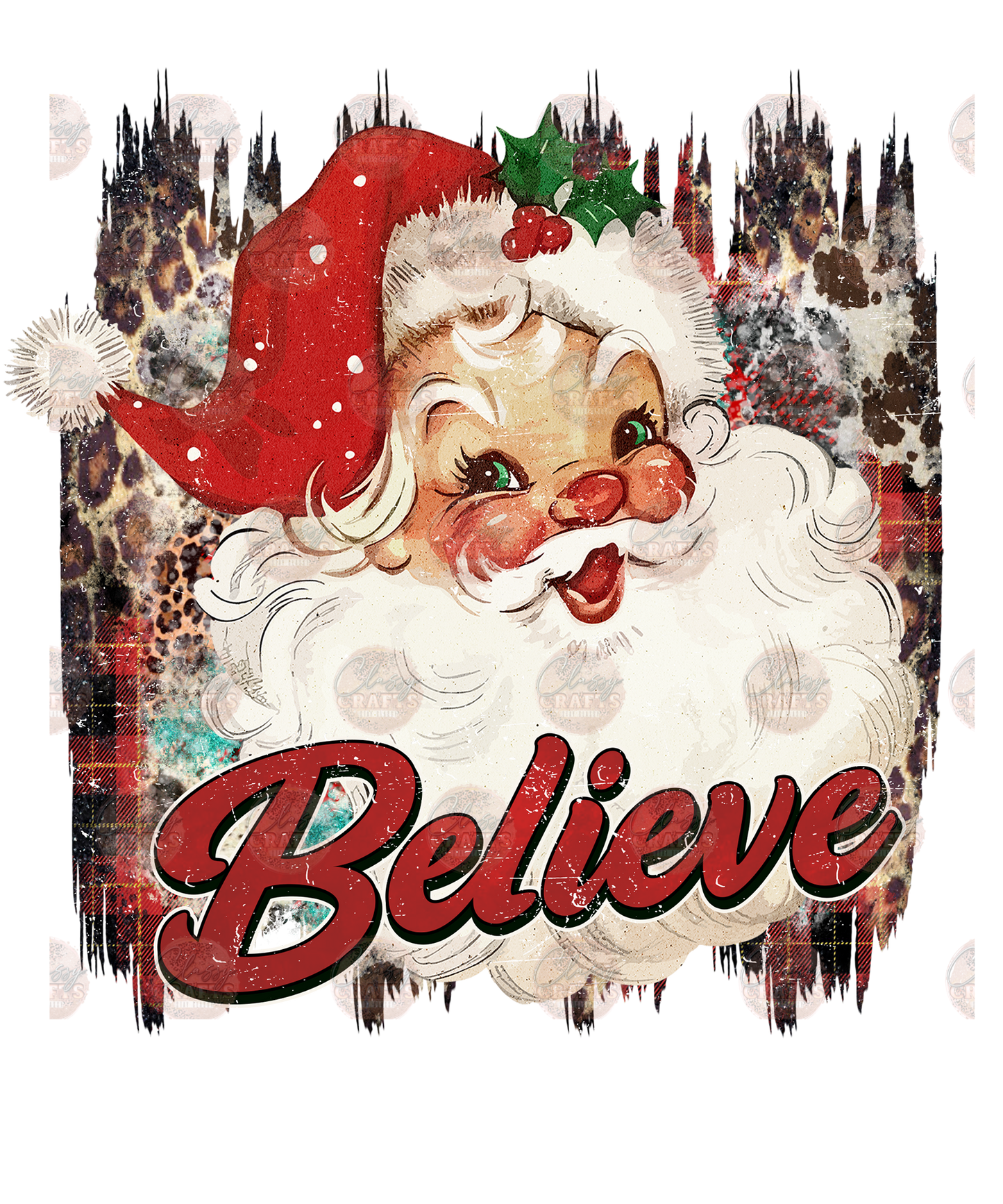 Vintage Santa With Leopard Transfer