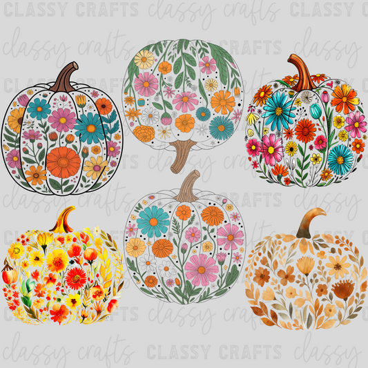 Floral Pumpkin - 30x24 - PREMADE GANG SHEET