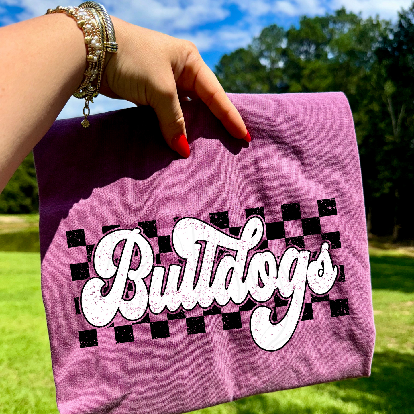 Light Blue Checkered Bulldogs Transfer