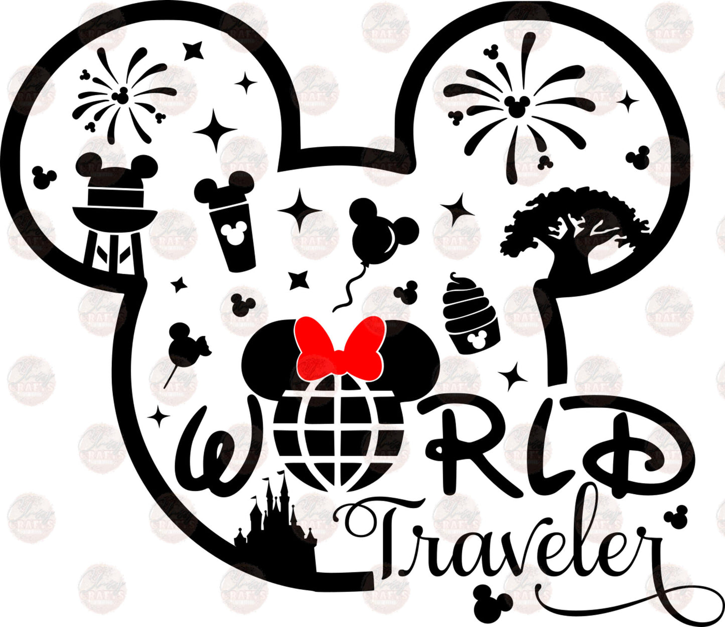 World Traveler Red Bow Transfer