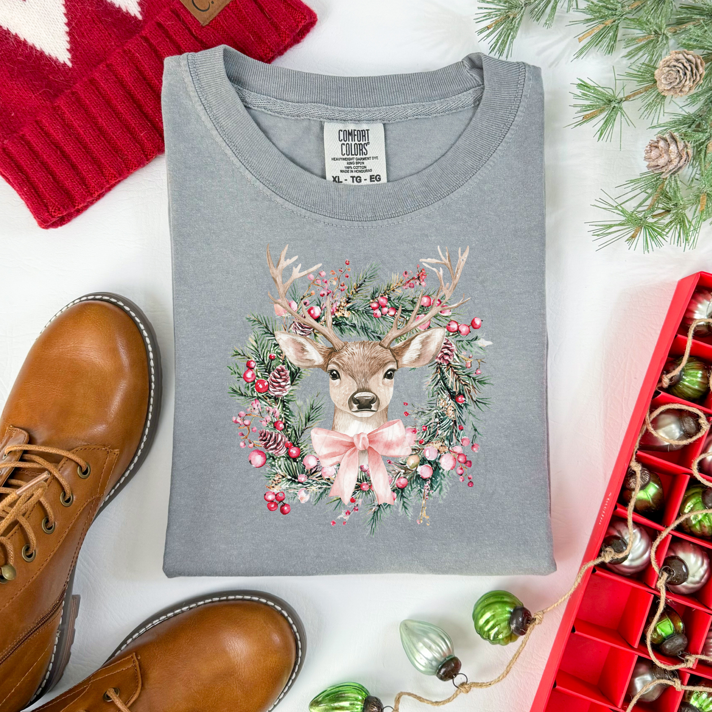 Wreath Deer Transfer