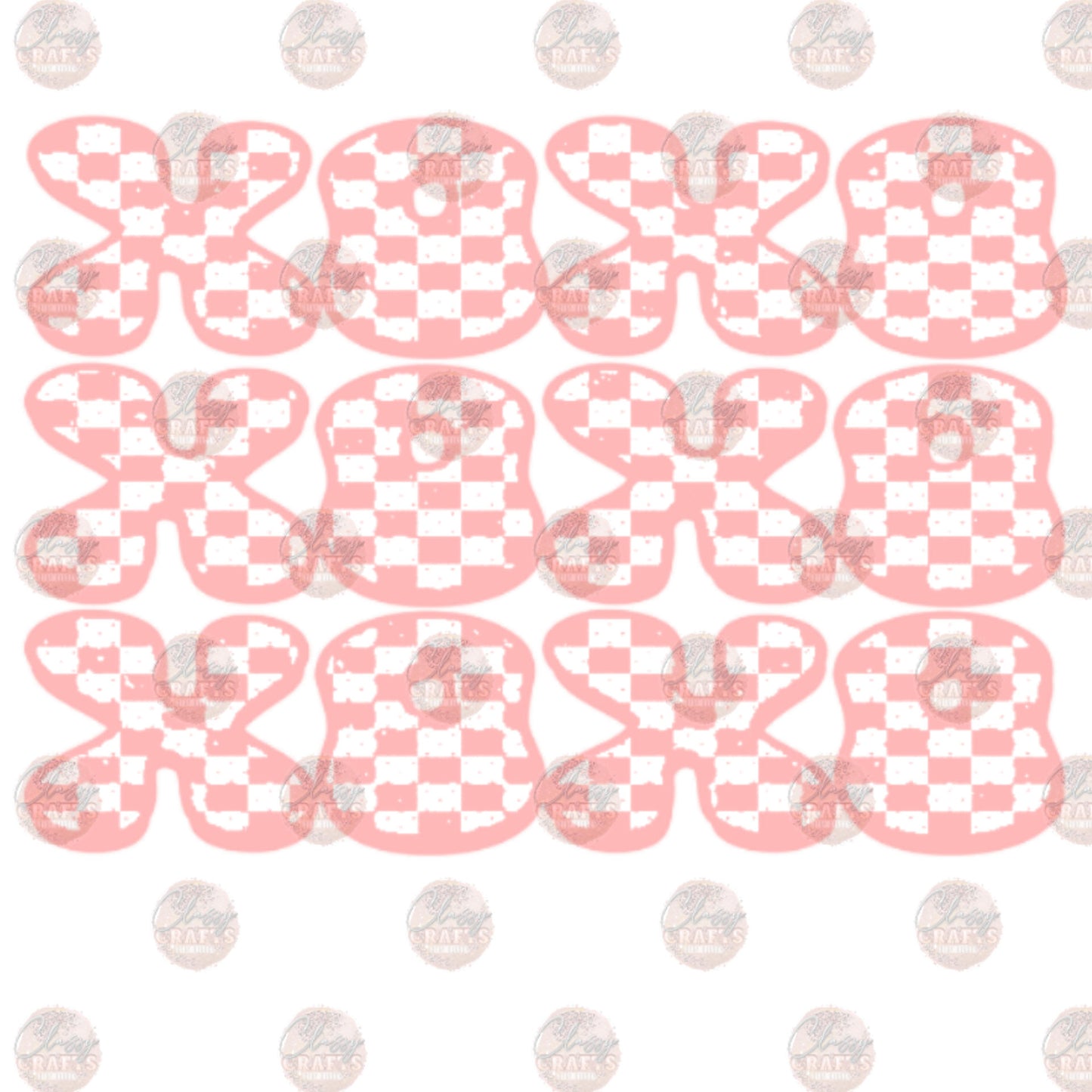 XOXO Pink Checkered Transfer