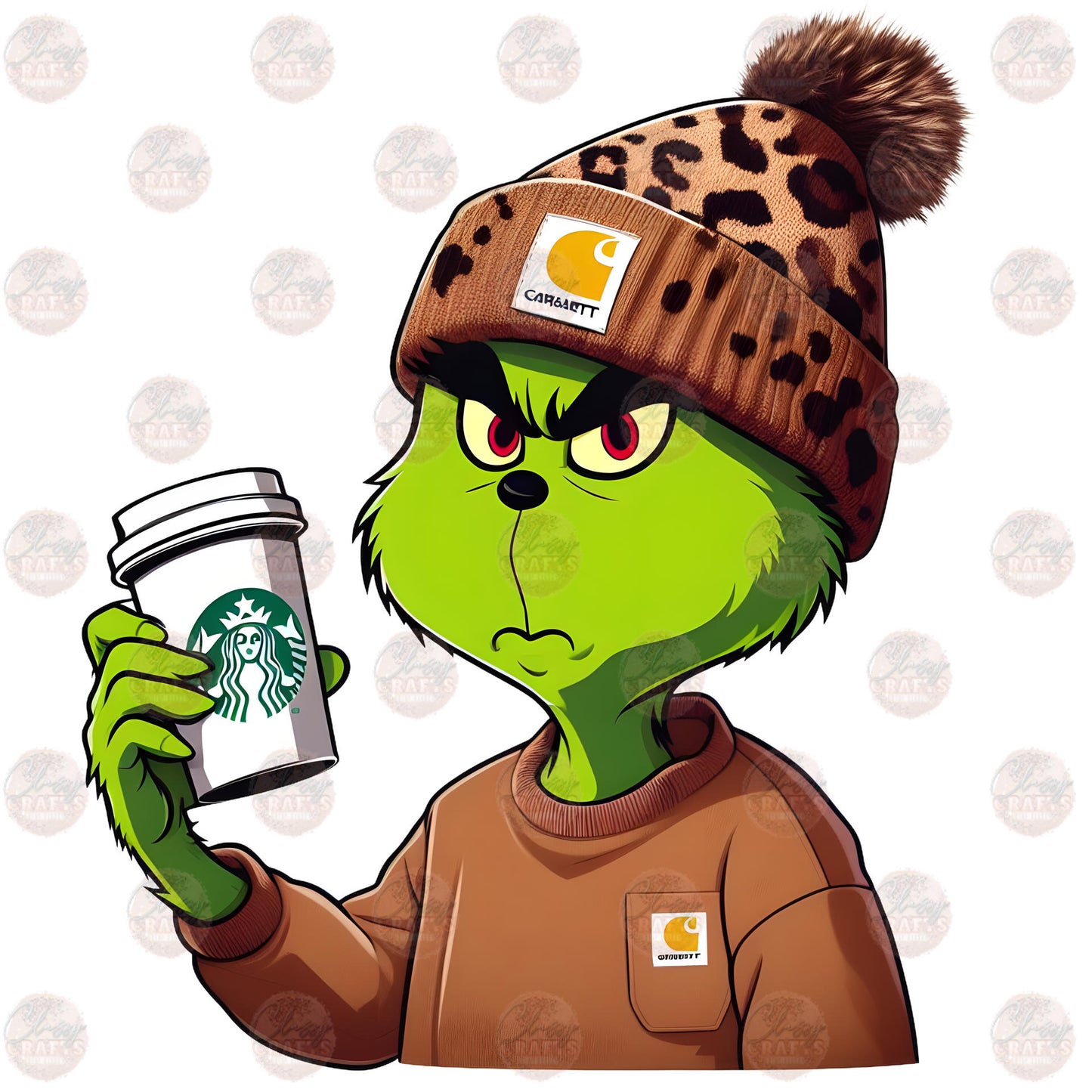 Young Grump Brown Leopard Beanie Transfers