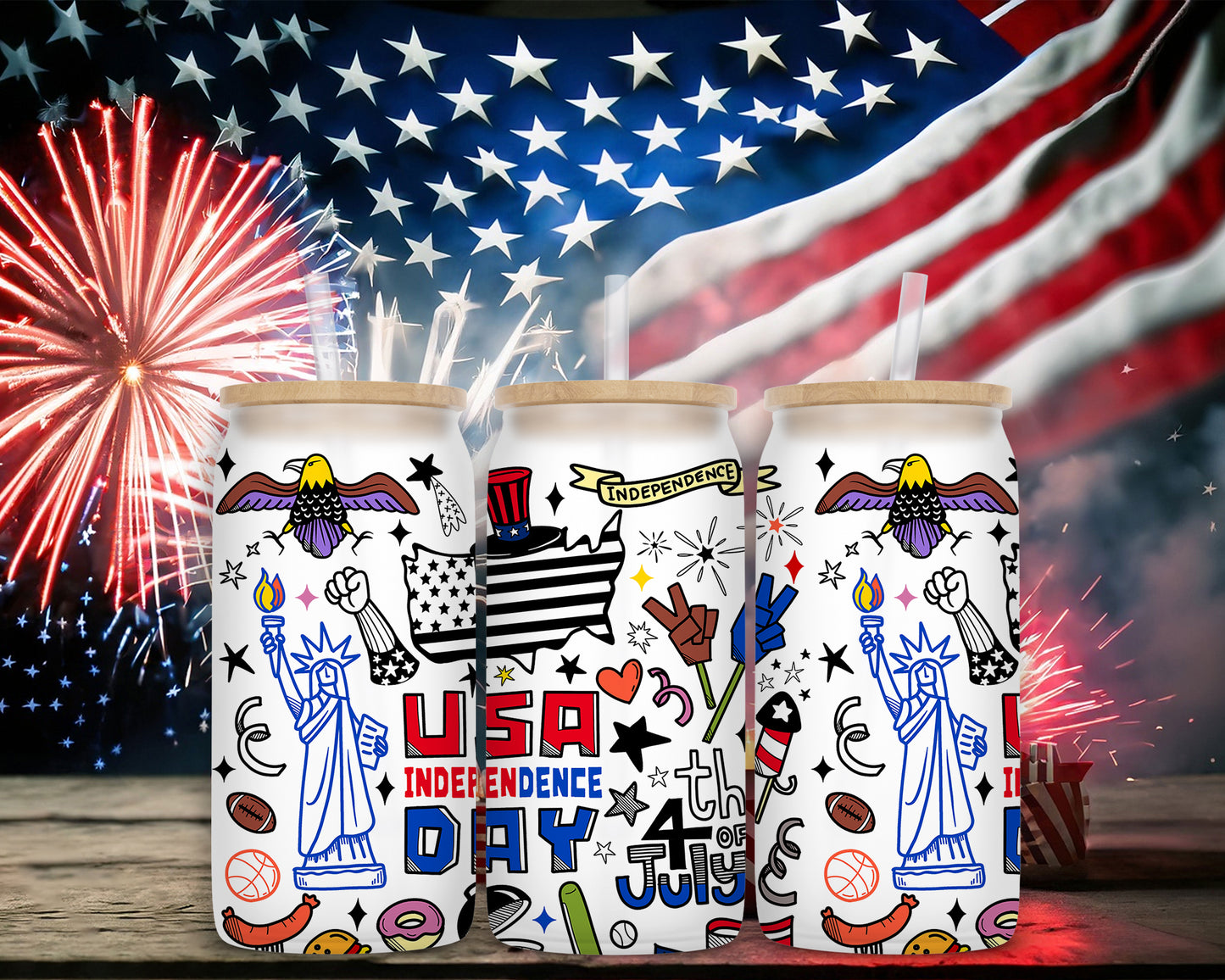 Independence Day 16oz Libbey Wrap Transfer