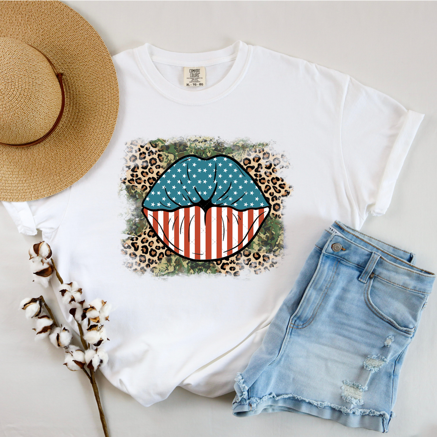 American Flag Lips Transfers