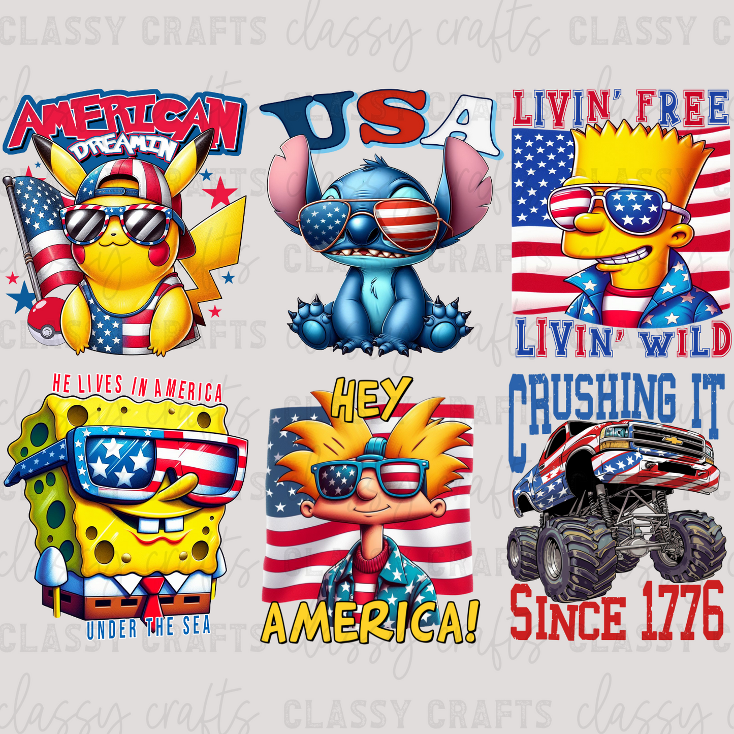 USA CARTOON - 30x24 -PREMADE GANG SHEET