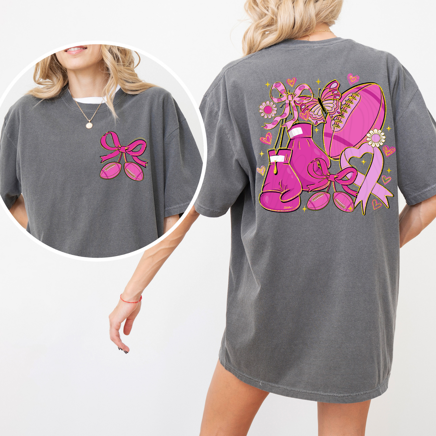 Breast Cancer Football Collage Transfer