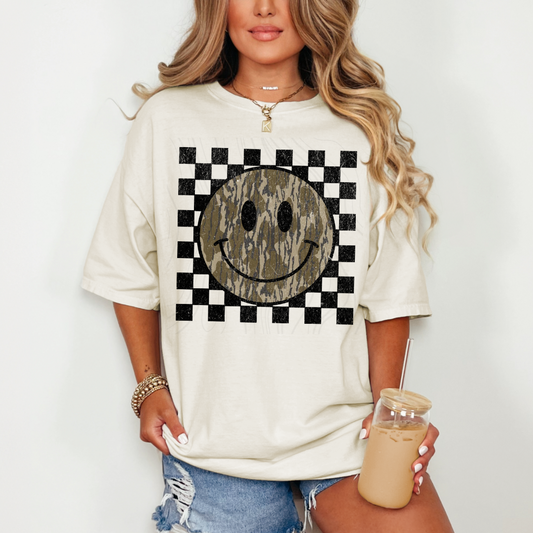 Checkered Camo Smiley Transfer