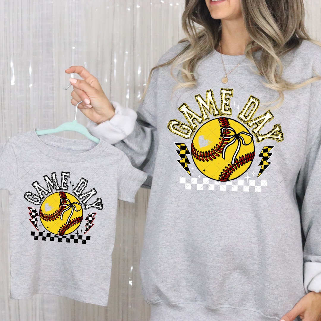 Checkered Game Day Softball Transfer