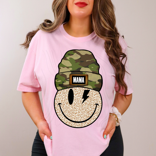 Cheetah Camo Mama Smiley Transfer