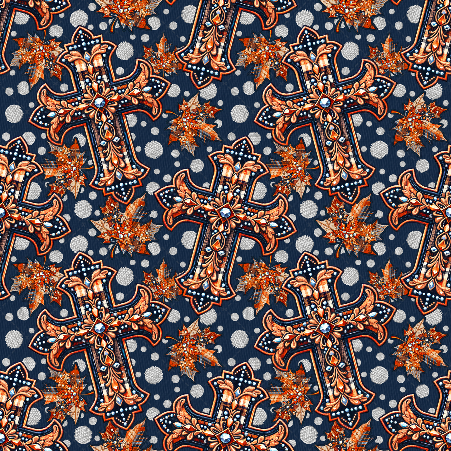 Cross And Leaves Seamless Tumbler Wrap