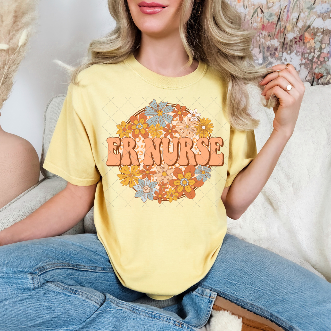 ER Nurse Floral Circle Transfer