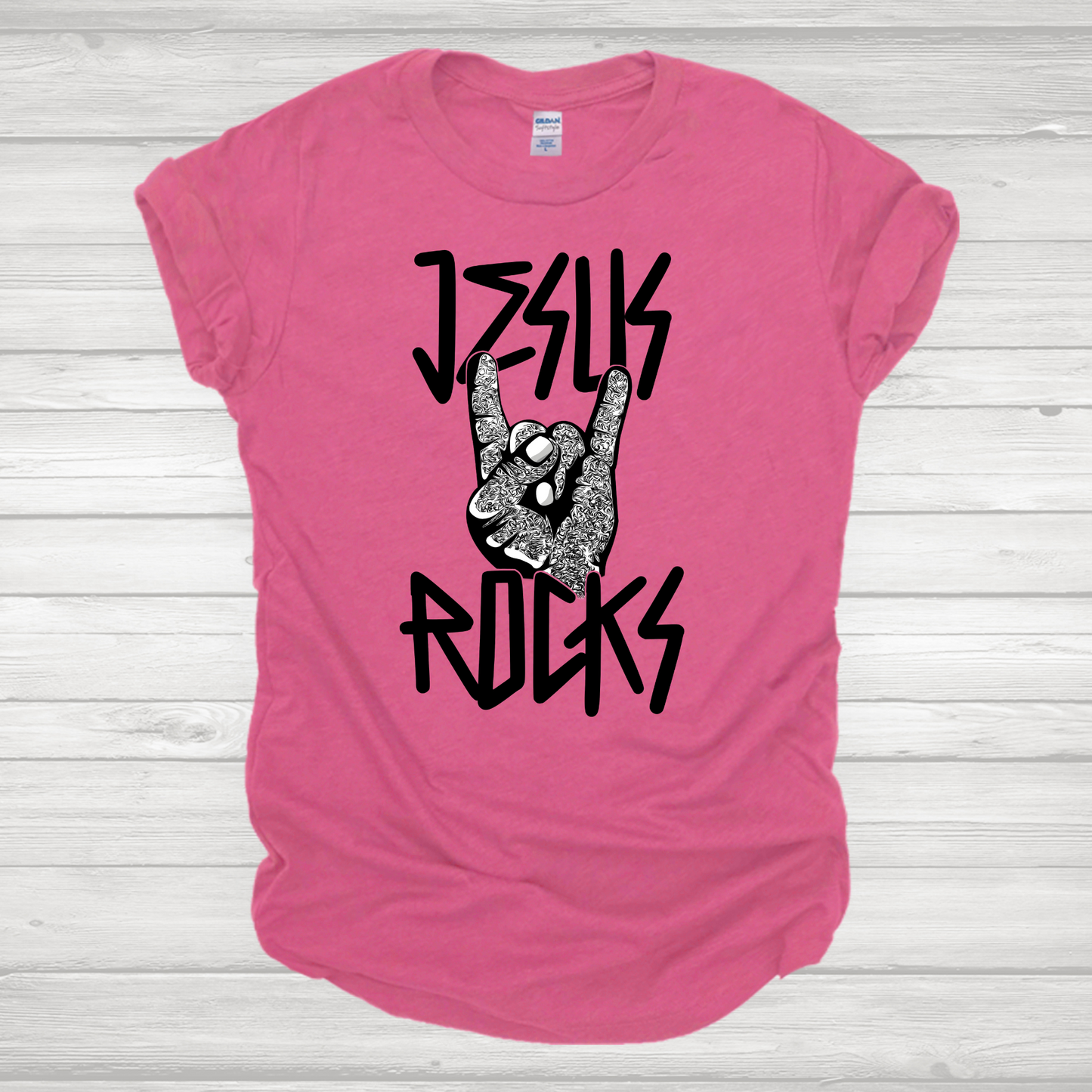 Jesus Rocks Gray Transfer