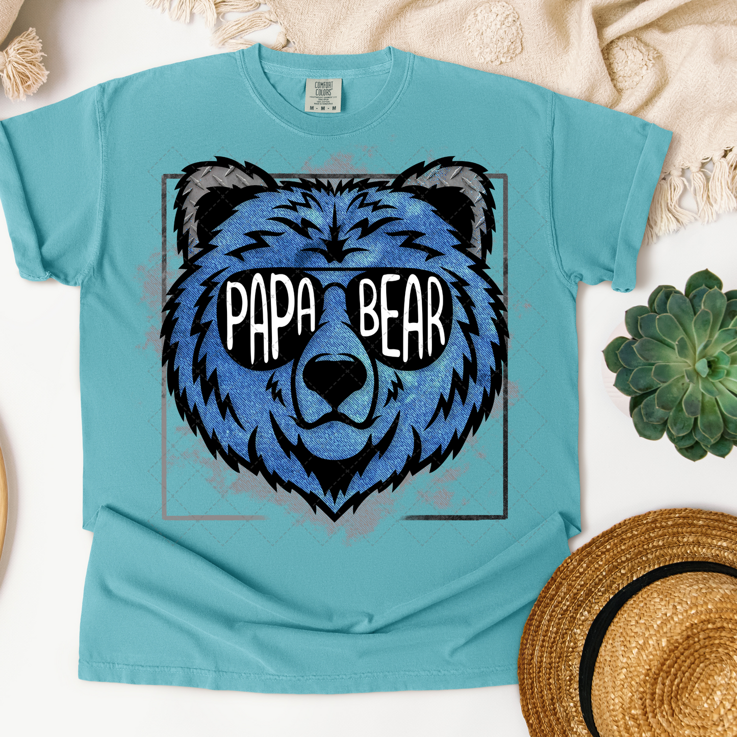 Papa Bear Blue Transfer