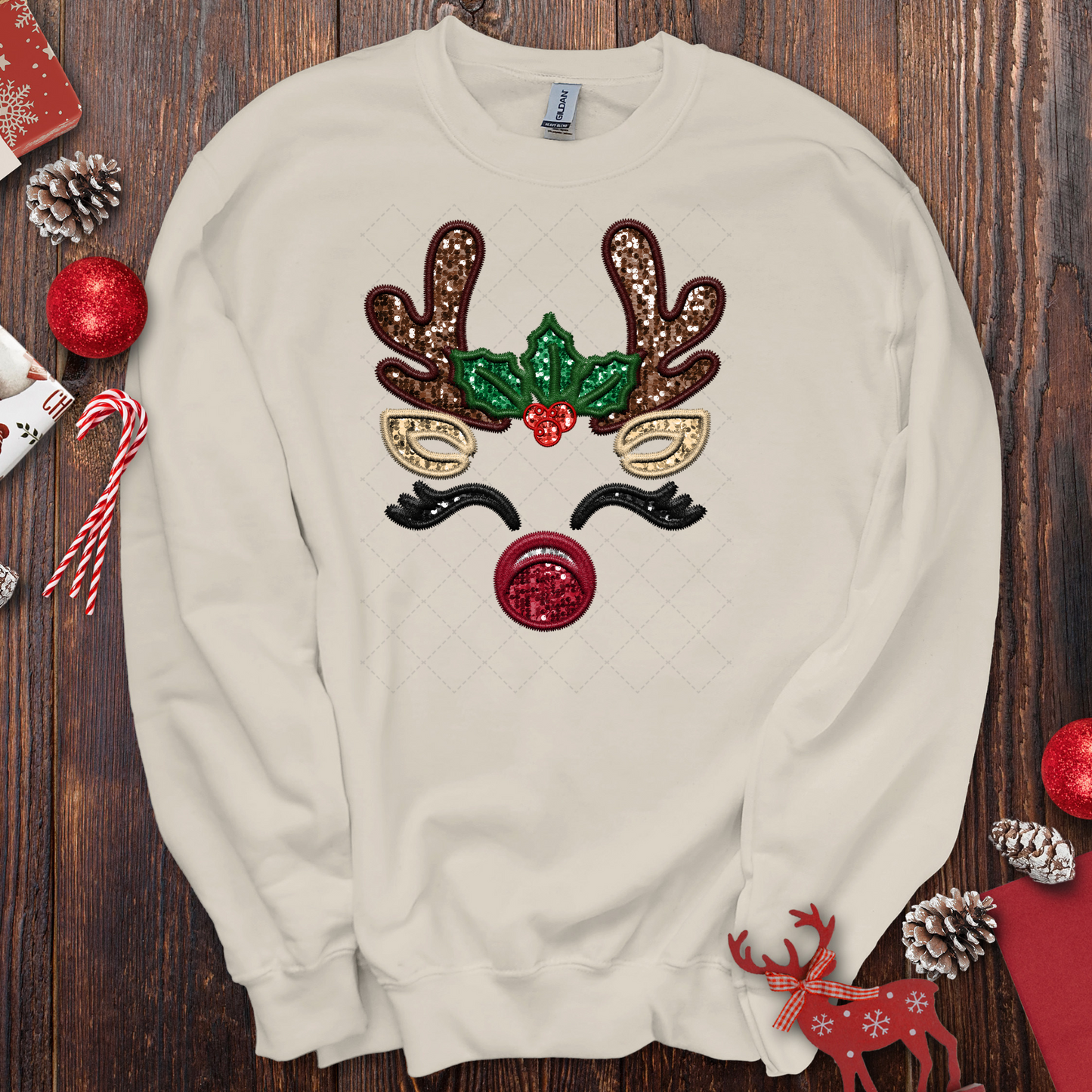 Faux Glitter Rudolph Transfer