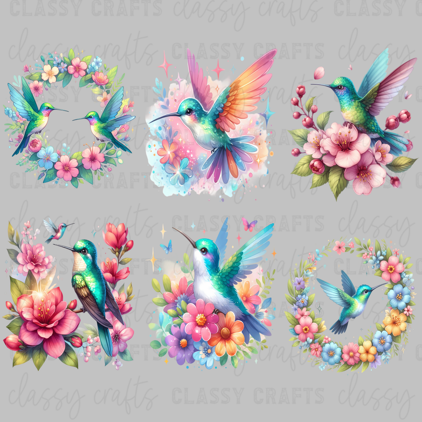 Hummingbirds Gang - 30x24 - MINI PREMADE GANG SHEET