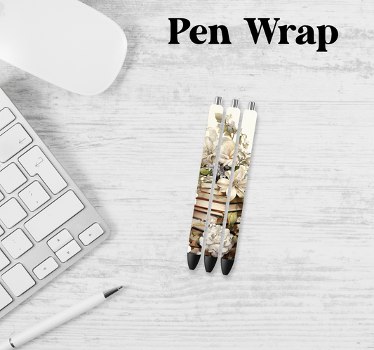 Ivory Floral Book Pen Wrap Transfer