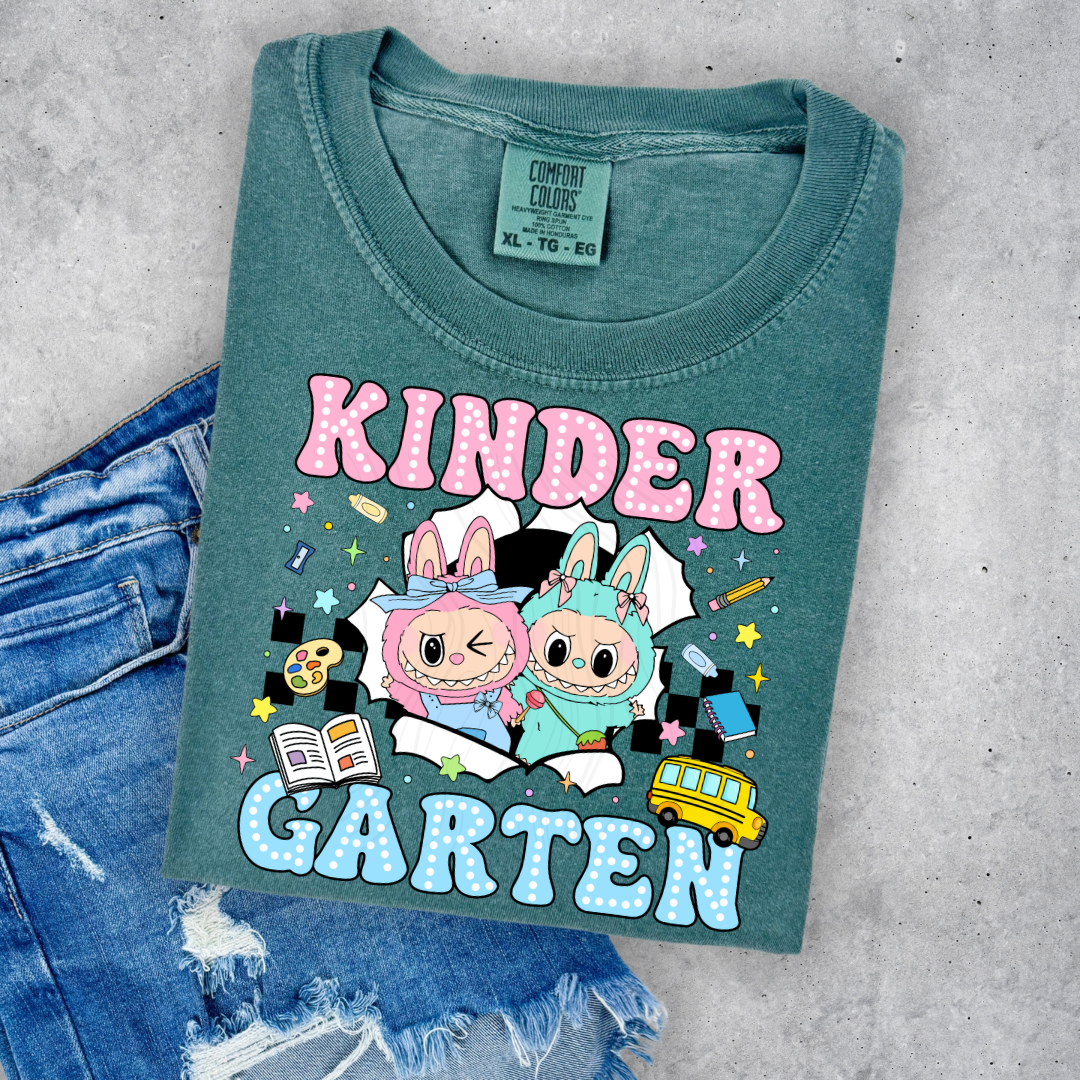 Kindergarten Checkered Labubu Transfer