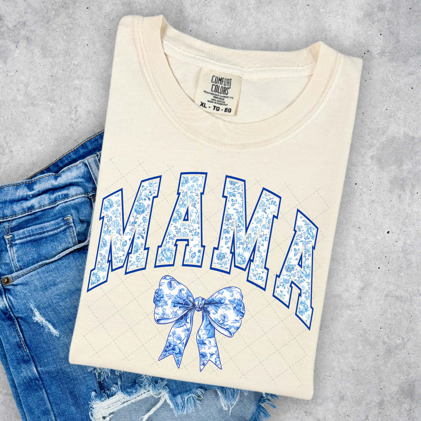 Mama Blue Floral Transfer
