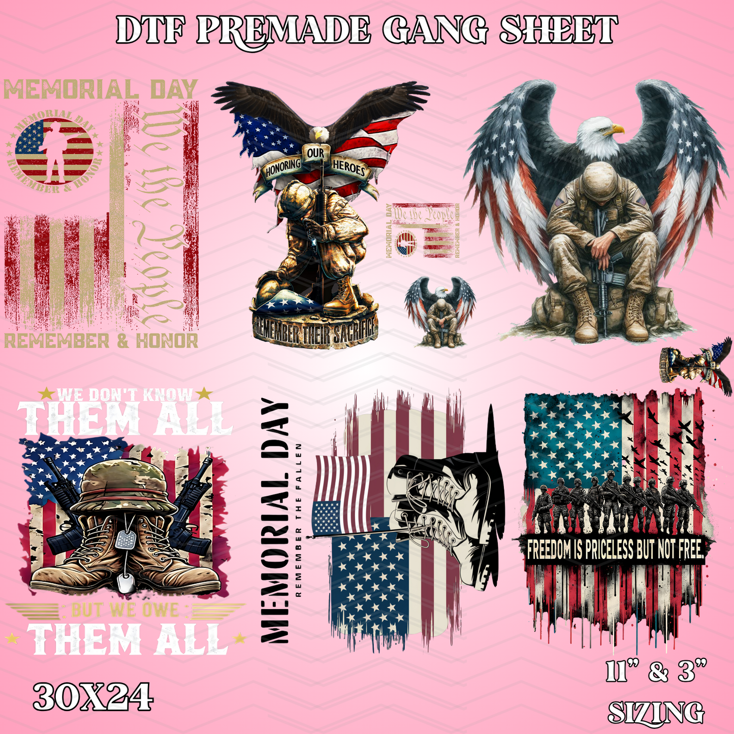 Memorial day - 30x24 - PREMADE GANG SHEET