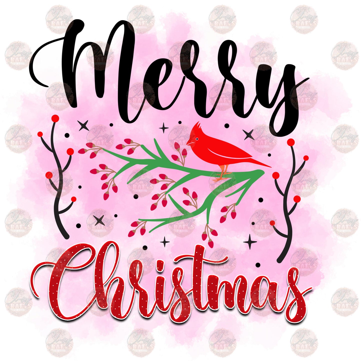 Merry Christmas Cardinals Transfer