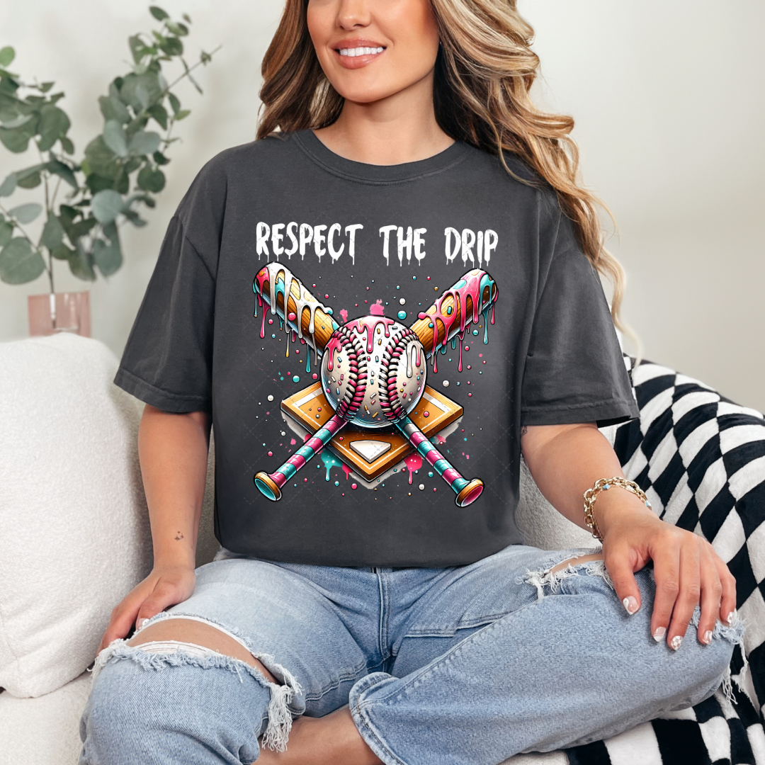 Pink & Blue Baseball Drip Transfer