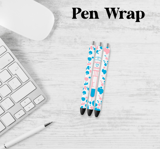 Pink Blue Nurse Pen Wrap Transfer