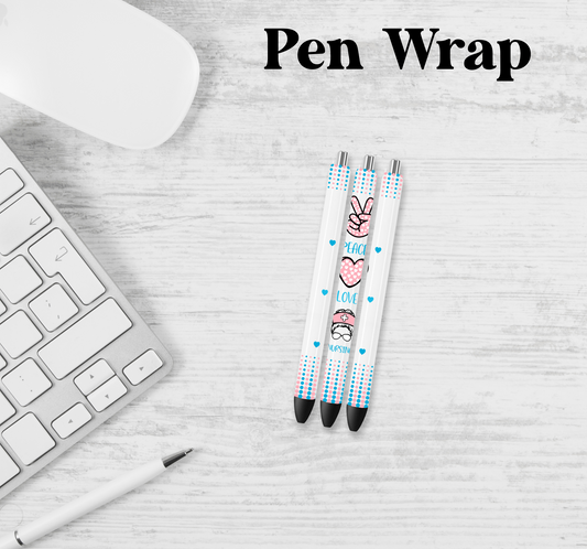 Pink Blue Peace Love Nursing Pen Wrap Transfer
