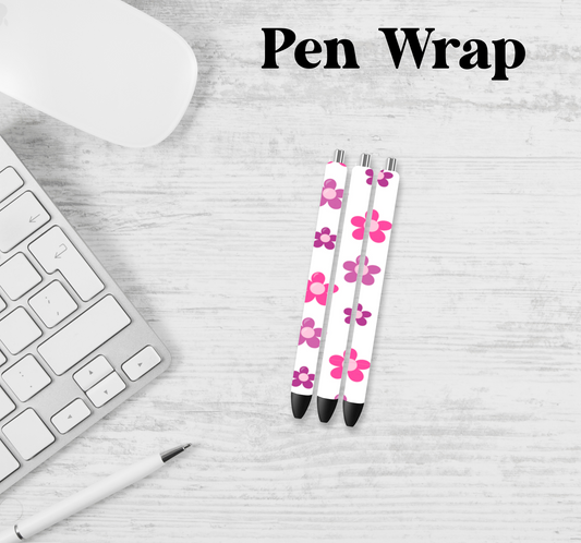 Pink Floral Pen Wrap Transfer